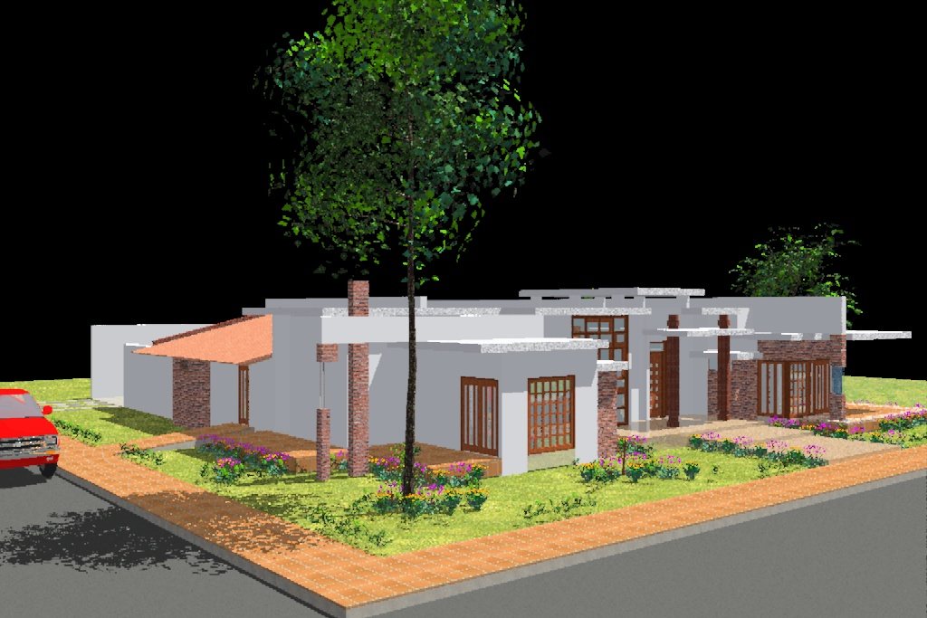 Render de la fachada frontal sobre la calle